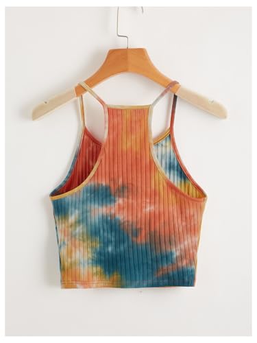 Women's Ribbed Knit Tie Dye Camisole Top Sleeveless Slim Fit Crop Tops Y2K Cami Streetwear Women Shirts2
