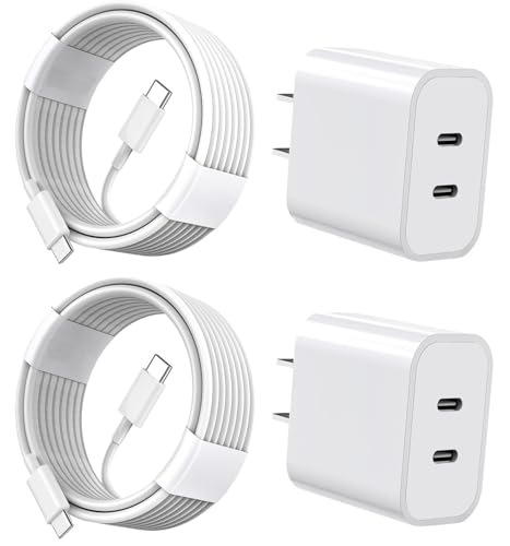 iPhone 16 15 Charger, 2Pack 25W Dual USB C Wall Charger Block Fast Charging with 6.6FT Long USB C to C Charger Cord Cable for Apple iPhone 16/16 Plus/16 Pro/16 Pro Max/15/15Pro Max/iPad