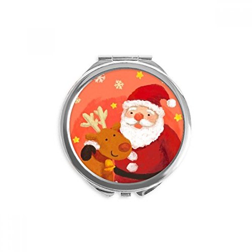 Miroir rond maquillage de poche portable festival elk multicolore 2,6" mini