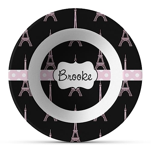 Personalized Black Eiffel Tower Plastic Bowl - Microwave Safe - Composite Polymer
