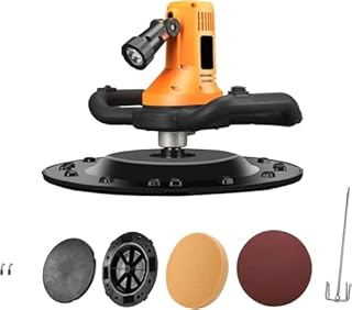 GJCrafts Levigatrice elettrica per pareti Levigatrice per levigatura pareti Multifunzione Cazzuola per calcestruzzo a velocità variabile 80-600 Giri/min con Asta di miscelazione e 4 Carte vetrate