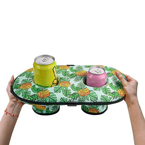 Bebida flutua para piscina, suporte de cerveja para piscina de neoprene com 2 orifícios, bandeja flu