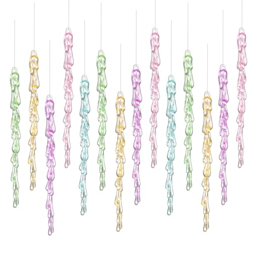 Motionchic 25 Pcs Pastel Candy Christmas Ornaments 5.25‘' Pastel Icicle Decoration for...