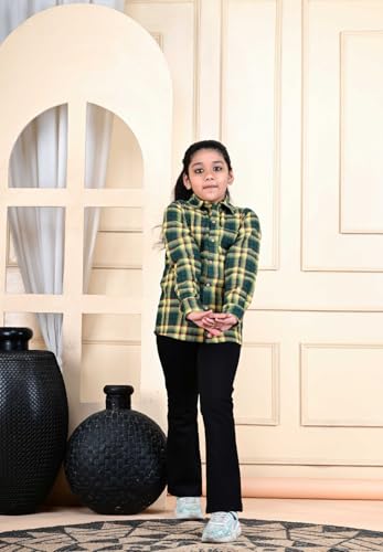Image of Kids Cotton Shirt - Regular Fit Shirt for Girls & Boys, Unisex Full Sleeves Shirts, Collared Neck,Button Down Shirt, Checks Shirts for Casual Wear