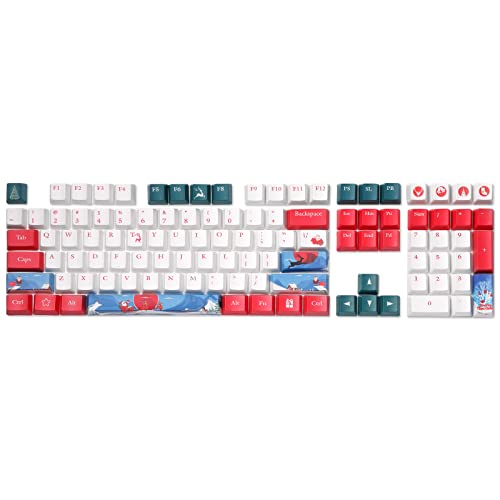 LTC LavaCaps PBT 108 Keycaps Set, Sublimation Thick PBT Keycaps for ANSI US Layout 61/87/104 Keys Mechanical Keyboard (Christmas Limited Edition) - Only Keycaps