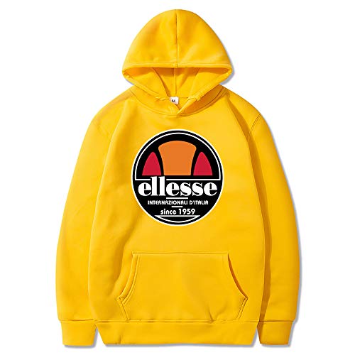 BTKD Sudaderas con Capucha para Mujer Sudadera de Algodón con Capucha Impresión de Cartas Deportes Casual Pullover para Hombre Y Mujer Hip Hop Suelto Pull-Over,Amarillo,S