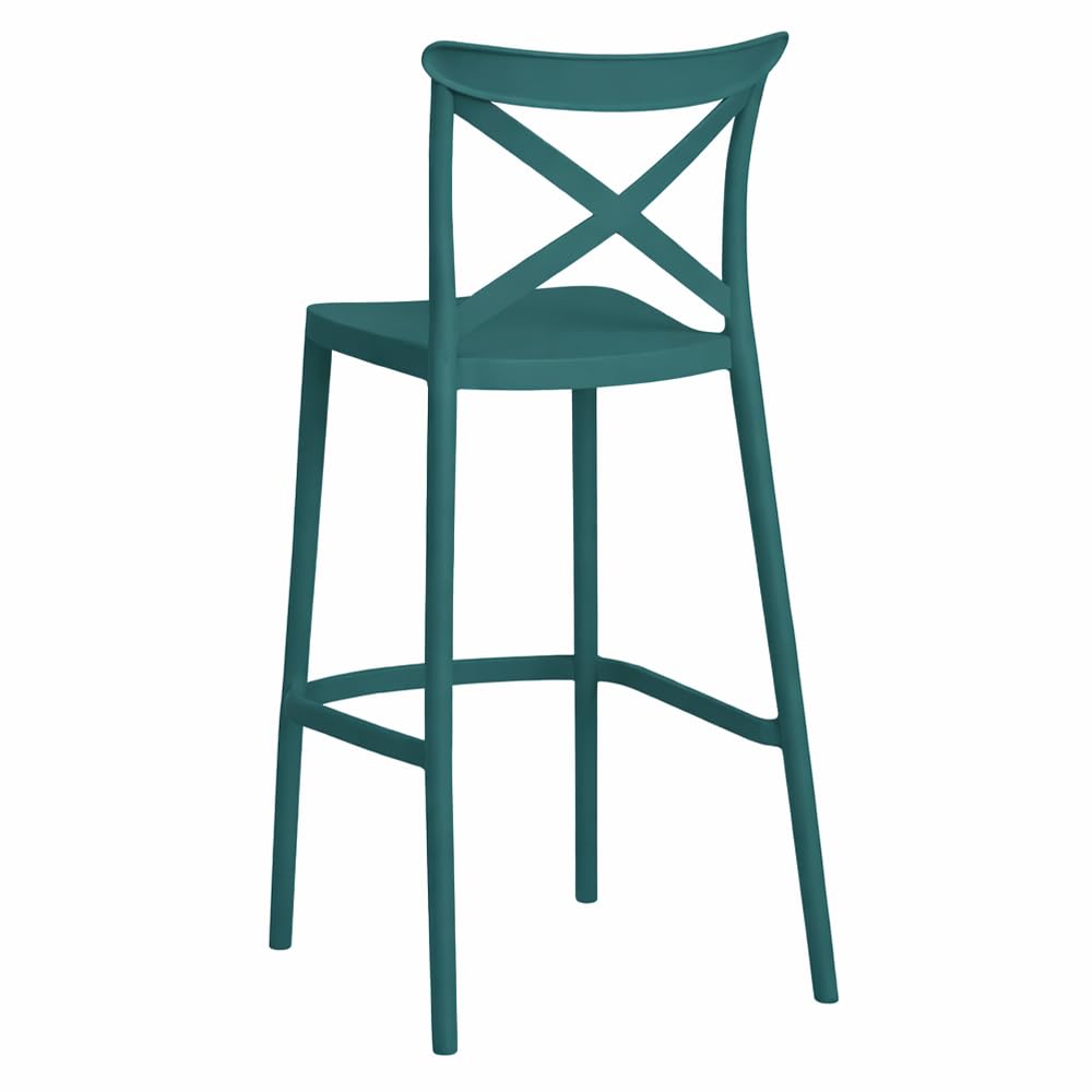 OKAFFAREFATTO MADDALONI Sgabello da bar in plastica polipropilene verde petrolio sprint h 75 cm