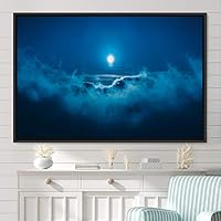 Framed Canvas Wall Art Lunar Aerial Astronomy & Space Expressive Global Moon Multicolor Photography Realism - 16x24 inches