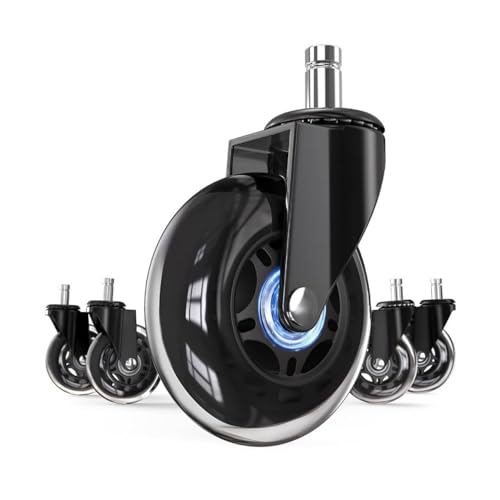 Image of Heavy Duty 3-Inch Rubber Casters for Chairs, 360 Rotating Silent Wheels for Office, Gaming & Furniture, Caster Wheels for Office Chair, (Pack of 5)