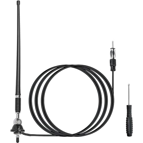 RED WOLF Radio Antenna AM FM Rubber Duck Aerial for Boat Yacht ATV UTV Tractor Truck Car Van Receiver Flexible Rubber Black 16 Inch (40cm)
