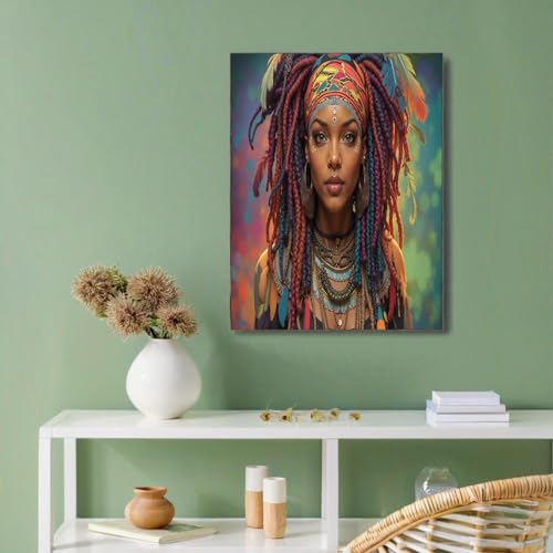 Laminas decorativas de pared formato grande de mujer con rastas africanas, 60x90cm 2