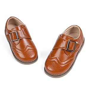 Meckior Toddler Boys Girls Dress Shoes Little Kid Oxford Shoes Wedding Church Dress Shoes PU Leather Lace Up School Uniform Loafer Flats