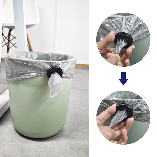 Image of 6 Pcs Black Trash Bag Holder - Reusable Trash Liner Cinch for Securing Trash Liners，Prevents Liners from Falling into Trashcan - Ideal for Outdoors Garden and Home Use