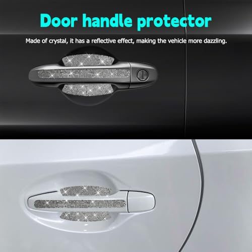 Image of 10PCS Car Door Handle Protective Cover,Bling Handle Protector,Car Door Handle Anti Scratch Sticker,Crystals Have A Reflective Effect, Making Vehicles Dazzling (Glossy Black)
