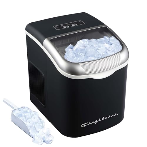 Image of FRIGIDAIRE Retro Compact Ice Maker Machine, Bullet Ice, 26 lb per Day (Black)