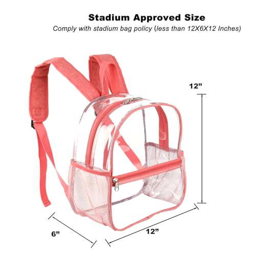 Image of Fomaris Clear Backpack Stadium Approved 12x6x12 - Clear Bag with Reinforced Straps, Durable PVC for Stadium Events, Sports, Festivals, Concerts, Games, Women & Girls - Pink