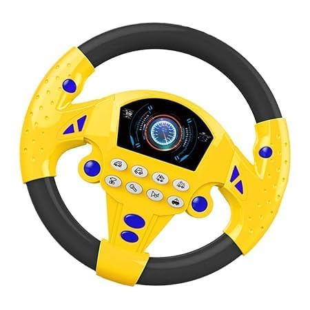 JHBK Kids Steering Wheel Toy, Steering Wheel for Kids in Car, Wheel Toy, Musical Sound , Car Backseat Toy for Toddlers, Fun Learning Driving Toy for Boys & Girls (Multicolor-pack1)