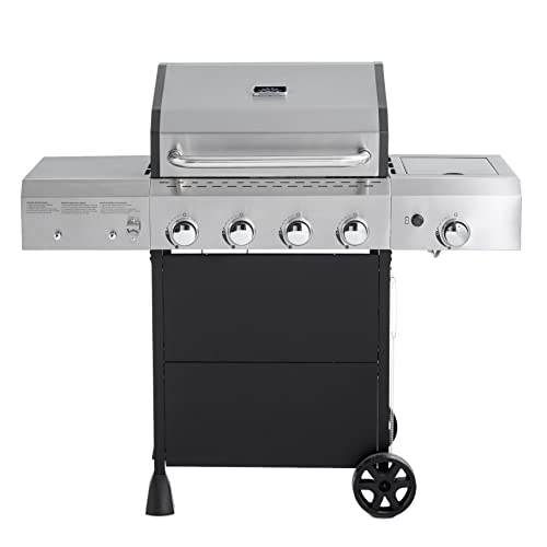 Amazon Basics Freestanding Gas Grill with Side Burner, 4 Burner (52,000