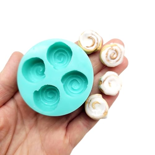Miniatures Cinnamon rolls mold - Mini embeds cinnamon rolls silicone mold Toppings for candles, jewelry, mini fake food NC001