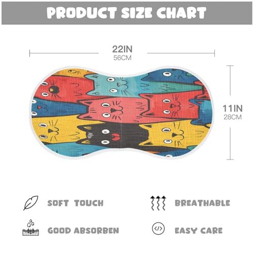 1 Pack Comic Cats Colorful Muslin Burp Cloths Cotton Absorbent Baby Burping Rags for Boys Girls Soft Newborn Burp Bibs, 22 x 11 Inch4