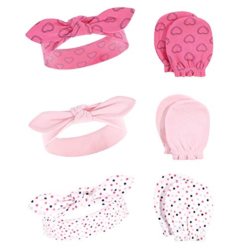 Image of Hudson Baby Baby Girls' Cotton Headband and Scratch Mitten Set