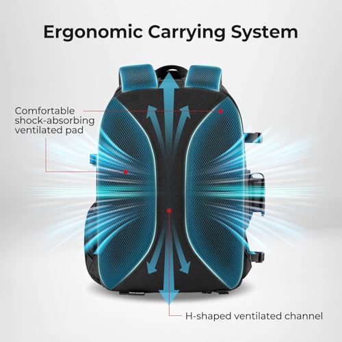 Image of Piscifun Fishing Tackle Backpack with Rod & Gear Holder, Lightweight Outdoor Water-Resistant Fishing Shoulder Storage Bag with Protective Rain Cover, Black