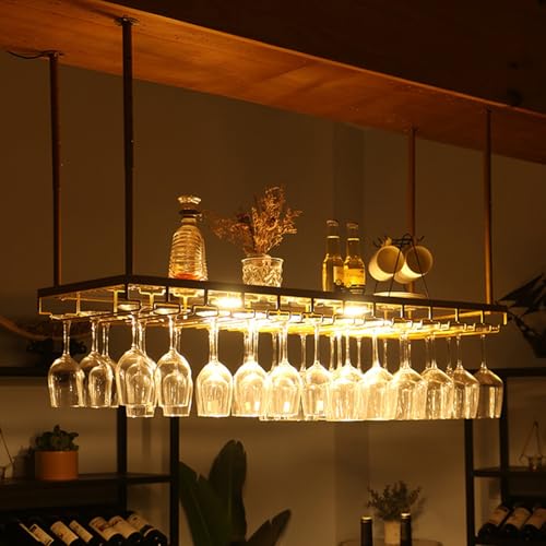 Support de verres à vin réglable avec LED pour bar
