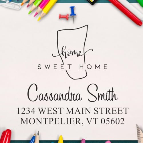 Duo Hand Vermont Home Sweet Home Square Address Stamp