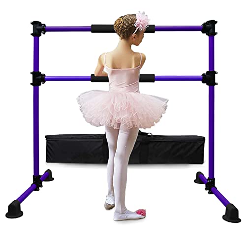 Wesky Updated Double Ballet Barre Portable 4FT Adjustable Ballet Barre Fitness Stretching Dancing Bar for Home Studio Adult and Kids (Purple Update)