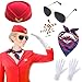 VANTOBEST 6PCS Flight Attendant Costume Accessories Womens Stewardess Air Hostess Cosplay Costume with Air Hostess(Red)