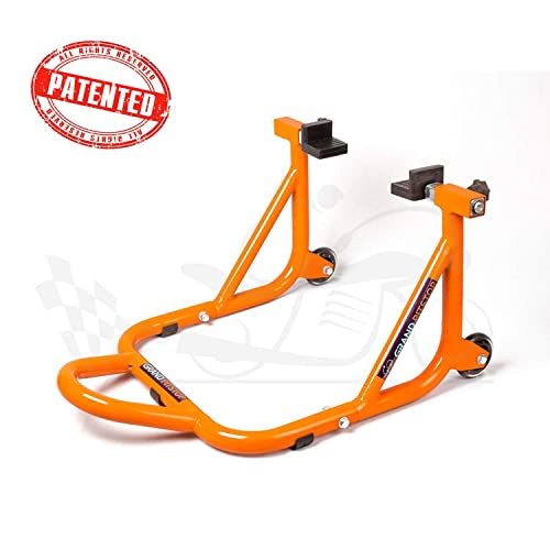 Grand Pitstop Universal Rear Paddock Stand for Motorcycle with Swingarm Rest (Dismantable with Skate Wheels, Orange, Motorcycle Weight Up to 450 Kgs)