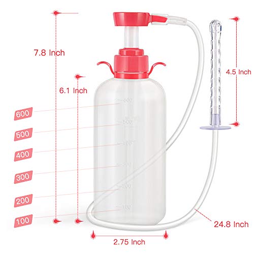 Vaginal Cleansing Douche,Norbase 600ml Douche Cleaner Reusable Manual Pressure Cleaning System Portable Kit with 5 Nozzles,Water Colon Cleansing Detox