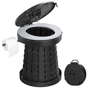 TRIPTIPS 2025 New Upgrade Retractable Portable Toilet Foldable with Soft Cushion Height Adjustable Travel Toilet for Car Camping Toilet Porta Potty for Adults and Kids, Portable Toilet for Camping