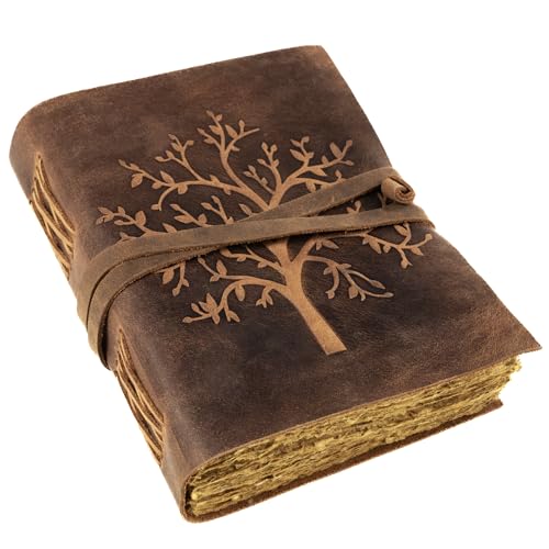 Moonster Journal Cuir Vintage Arbre de Vie, 240 Pages de Papier de Coton, Journal Intime en Cuir Vierge, Journal d'Art Antique, Carnet de Notes de Style...