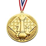 Gold Chess Awards: Medallas Premium En Relieve, Correa Para El Cuello Tricolor, Premios De Reconocimiento Para Grandes Maestros | Aleación De Zinc Duradera, Recuerdo Conmemorativo Para Partidos De Aje