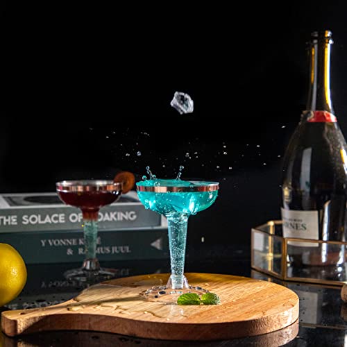 Pulote 50Pcs Plastic Champagne Glasses 4.5Oz Cocktail Glasses-Clear Plastic Champagne Flutes With Rose Gold Rim For Outdoor Parties, Weddings,Mother's Day, Shatterproof Disposable Wine Glasses #TOP3