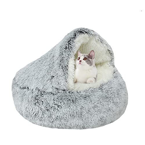 Ceboic Donut Katzenbett Hundebett Flauschig Rund Waschbar, Weiche Warme Bequeme Hundekissen Plüsch Katzenkissen für Hunde Haustiere Katzen Den Schlaf im Innenbereich (Grau) Cover