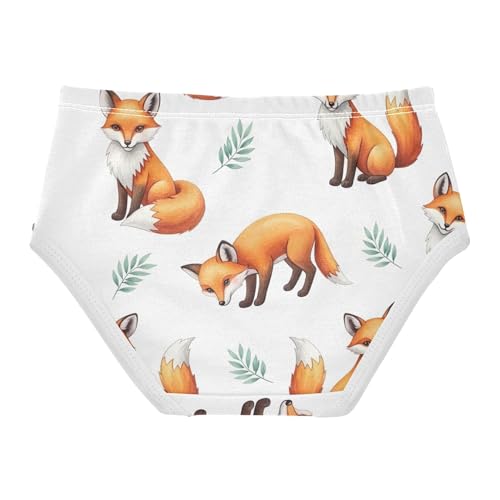 Aesthetic Toddler Girls Underwear 2t Cotton Little Girl Panties Cute Watercolor Foxes White Underpants Briefs2