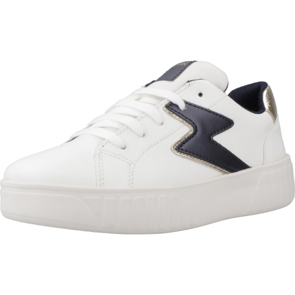 Geox J MIKIROSHI Girl Sneaker, White/Navy, 1.5 UK