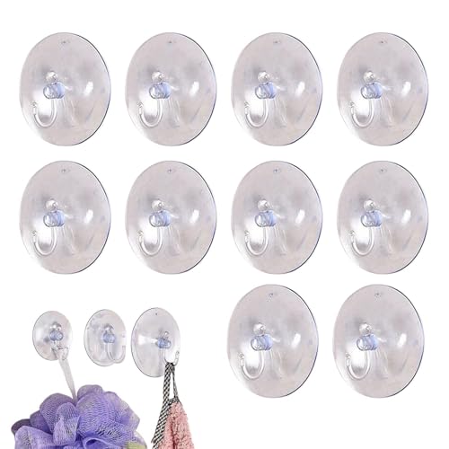 Ganchos De Baño Para Pared - Ducha Con Transparente | Percha Adhesiva Potente, 10 Piezas, Ahorro De Plaza, Carga 1 Kg, Cocina, Salón, Entrada, Toallas, Utensilios, Organización