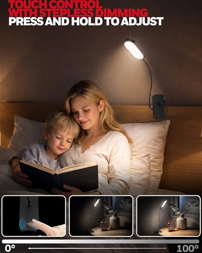 Image of Honeywell Clip On Reading Light, Rechargeable Gooseneck CRI95 4000K Dimming