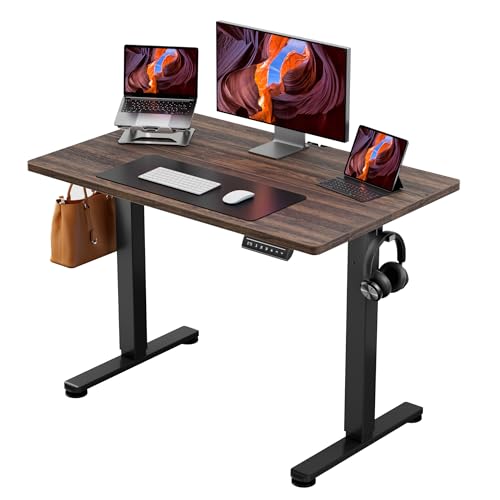 Image of Ergear Height Adjustable Electric Standing Desk, 40 x 24 Inches Sit Stand up Desk, Memory Computer Home Office Desk (Espresso)