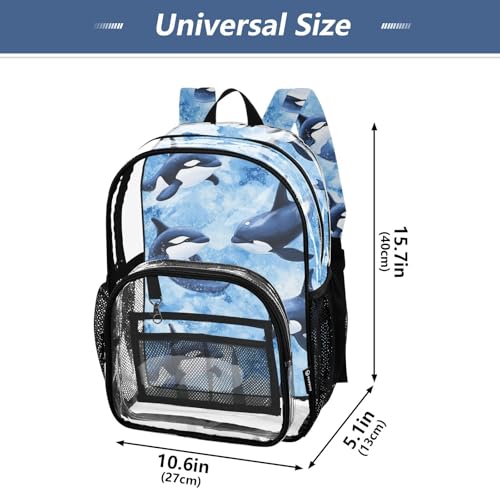 Clear Backpack for Boys Girls Ocean Orcas PVC Transparent School Bookbag Large Capacity Clear Bags for Work Travel4