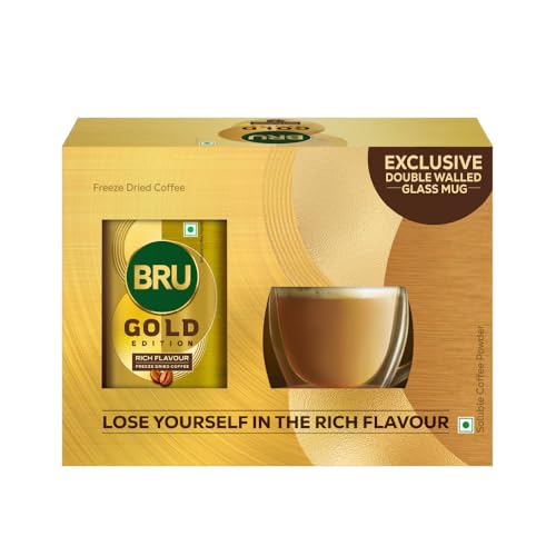 Bru Gold Edition 100% Pure Coffee 100g (with Exclusive Double Walled Glass Mug)