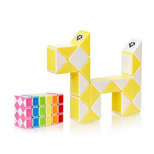 CUBIDI® Original Magic Snake - 24 Blöcke Gelb | Knobelspiele für Kinder und Erwachsene | Ideal als Mitgebsel Kindergeburtstag Kindergeburtstag Gastgeschenke oder kleine Geschenke für Kinder