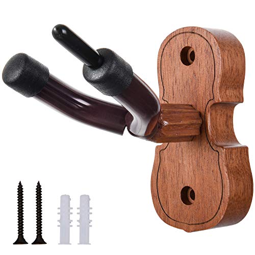 Violin Wall Mount Violin Hanger Mahogany Violin Viola Stand With Bow Hook #TOP1