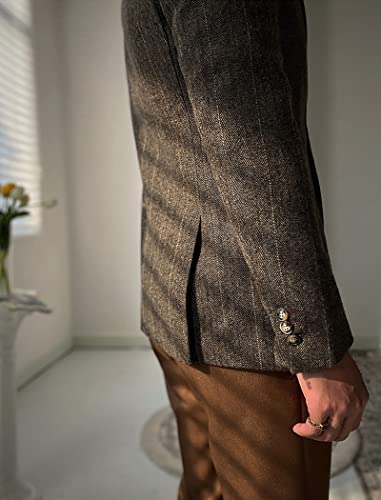 Men's Vintage Herringbone Tweed Blazer Wool Blend Casual Blazer Sport Coats3