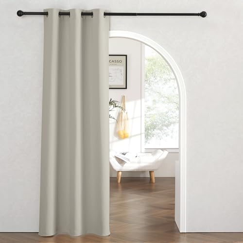Image of RYB HOME Blackout Curtains Thermal Insulating Privacy Temporary Door Curtains for Bedroom Closet Doorway Accordion Door Interior Living Room Kids Nursery Dining, Wide 60 x Long 90 inch, Natural