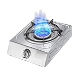 THEGA Gaskocher - Einzelbrenner-Gaskochfeld-Tischkocher, 5,2KW, Hochfeuer Mit Neun Hohlräumen, Catering-Innenregler Aus Edelstahl, Mit Flammendurchschlagschutz(LPG)
