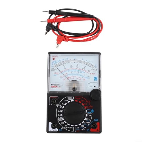 Analog Multimeter with AC DC Voltage Tester, Continuity Tester, HFE & Capacitance Measurement, Data Hold, LED Indicator and Buzzer, 80mm Scale, for YX-360TRE-LB